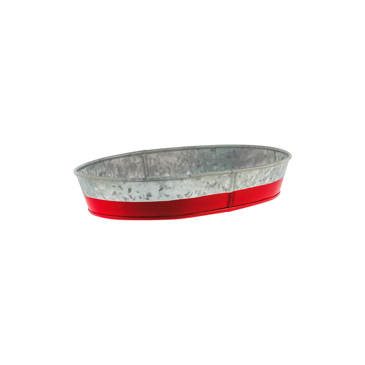 Chef Inox Coney Island Oval Galvanised Tray with Red Base 275x185x45mm