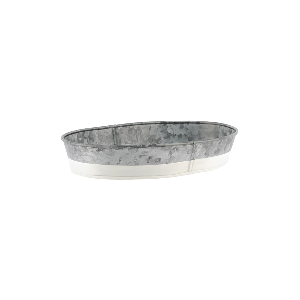 Chef Inox Coney Island Oval Galvanised Tray with White Base 275x185x45mm