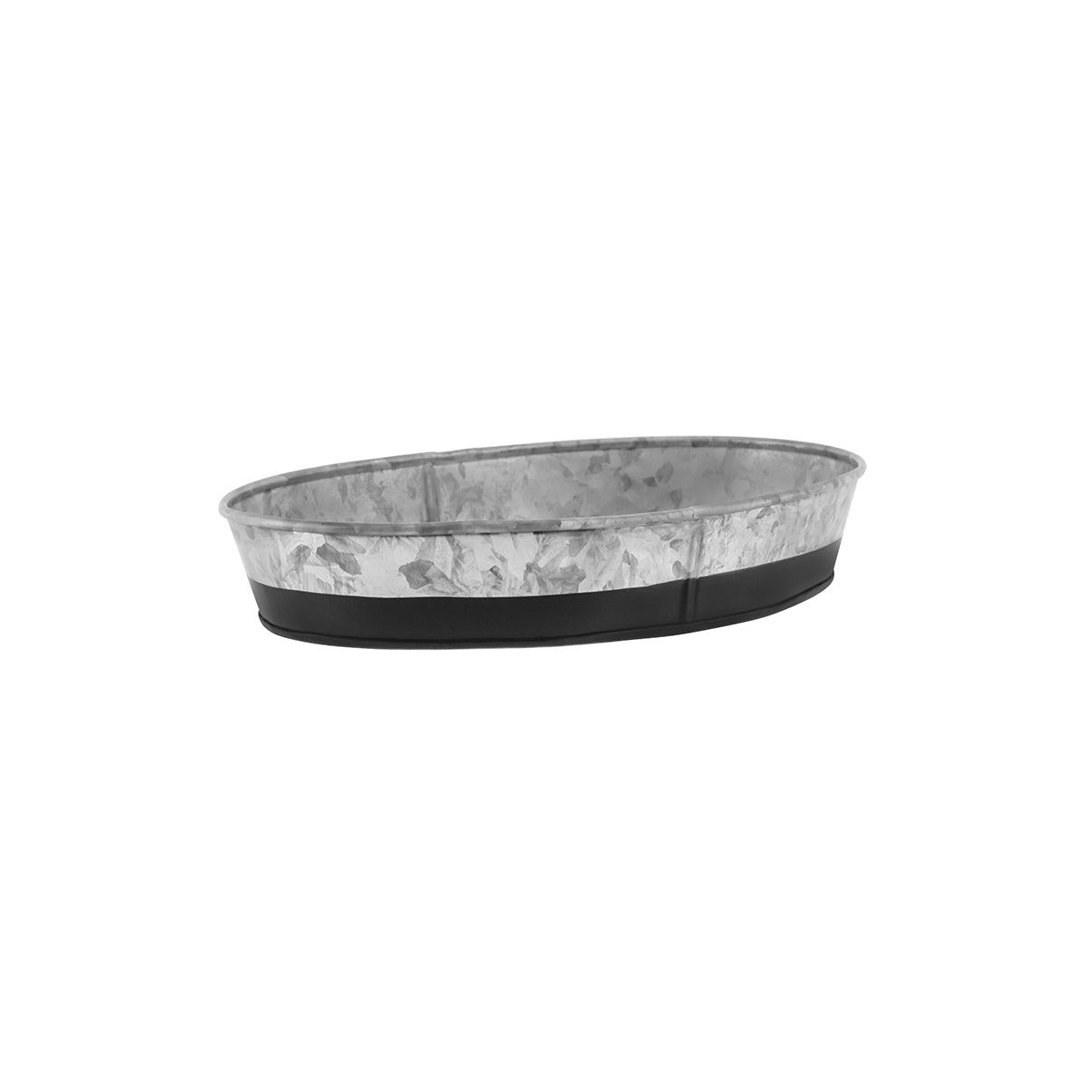 Chef Inox Coney Island Oval Galvanised Tray with Black Base 275x185x45mm