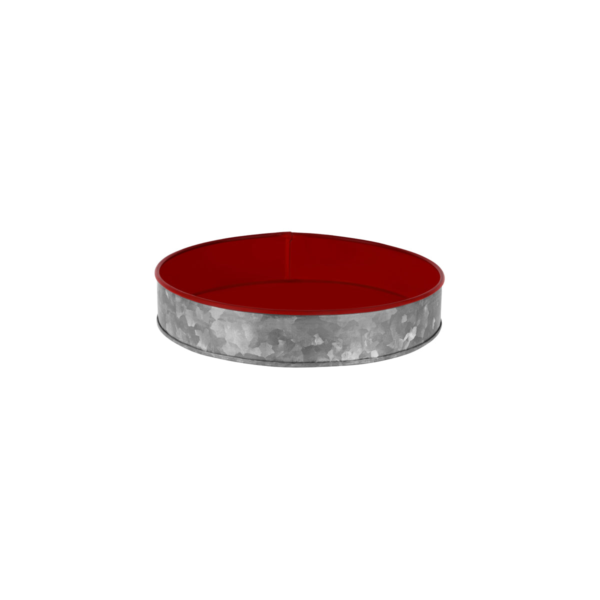 Chef Inox Coney Island Round Galvanised Tray with Red Internal 240x45mm