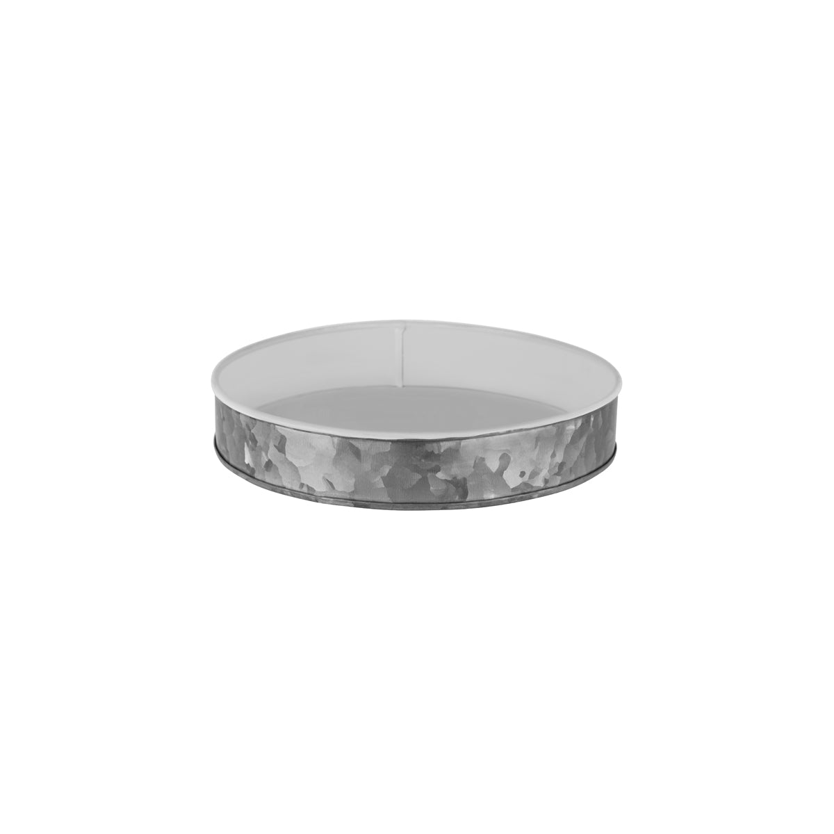 Chef Inox Coney Island Round Galvanised Tray with White Internal 240x45mm