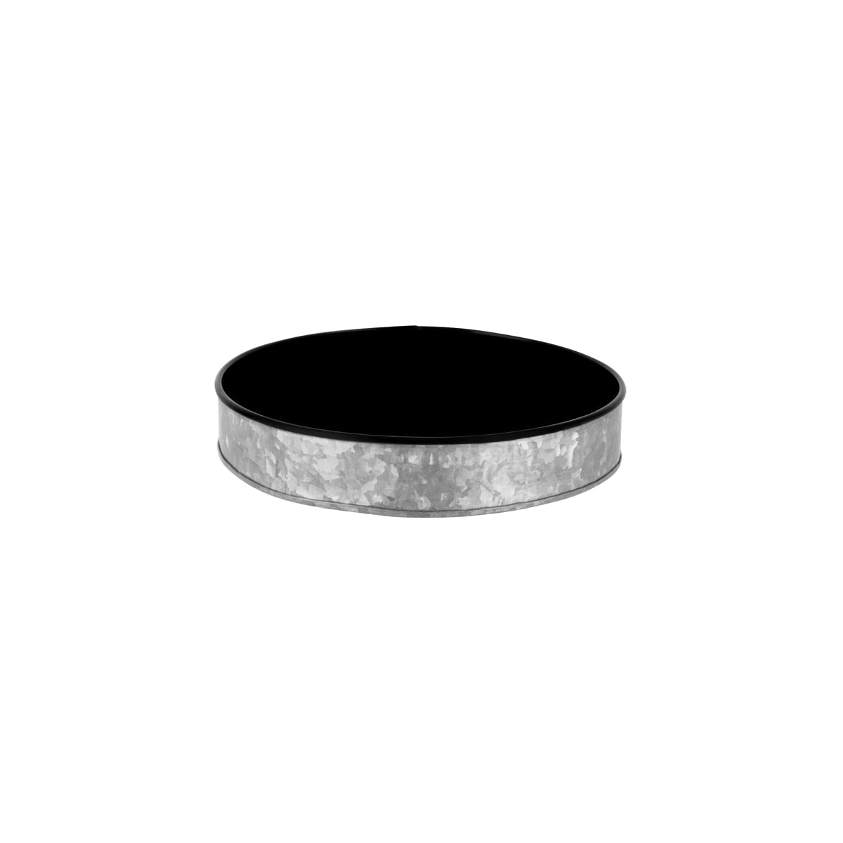 Chef Inox Coney Island Round Galvanised Tray with Black Internal 240x45mm