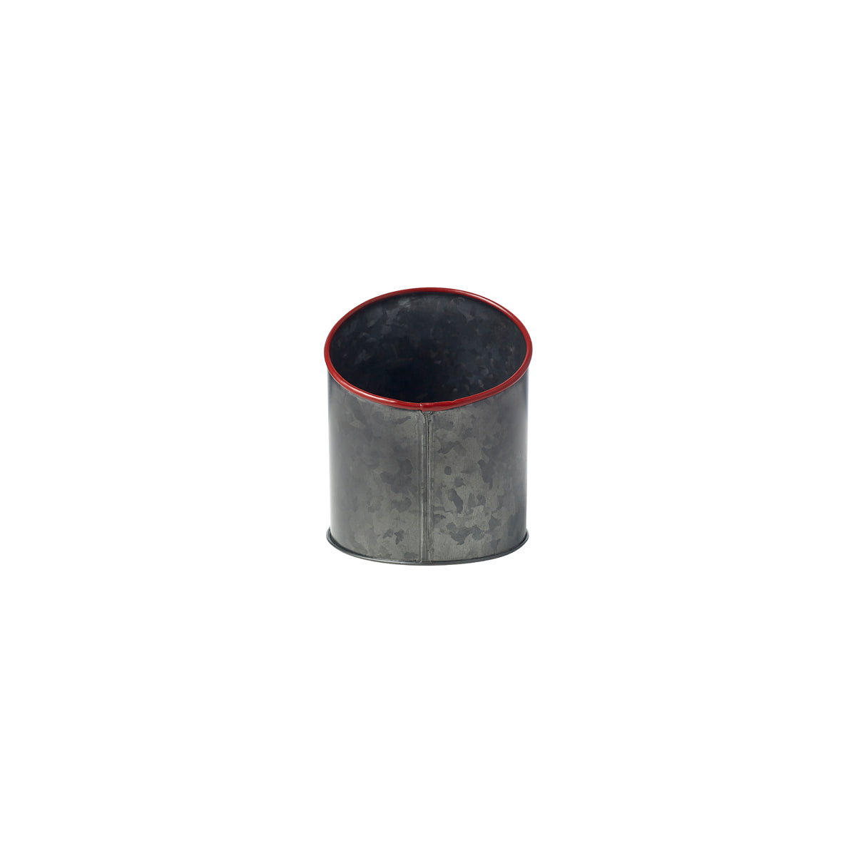 Chef Inox Coney Island Slant Black Galvanised Pot with Red Rim 120x140mm