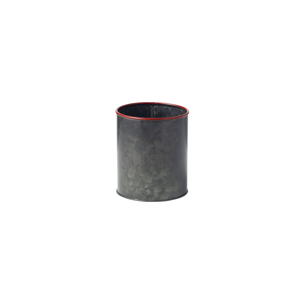 Chef Inox Coney Island Pot Black Galvanised with Red Rim 120x140mm