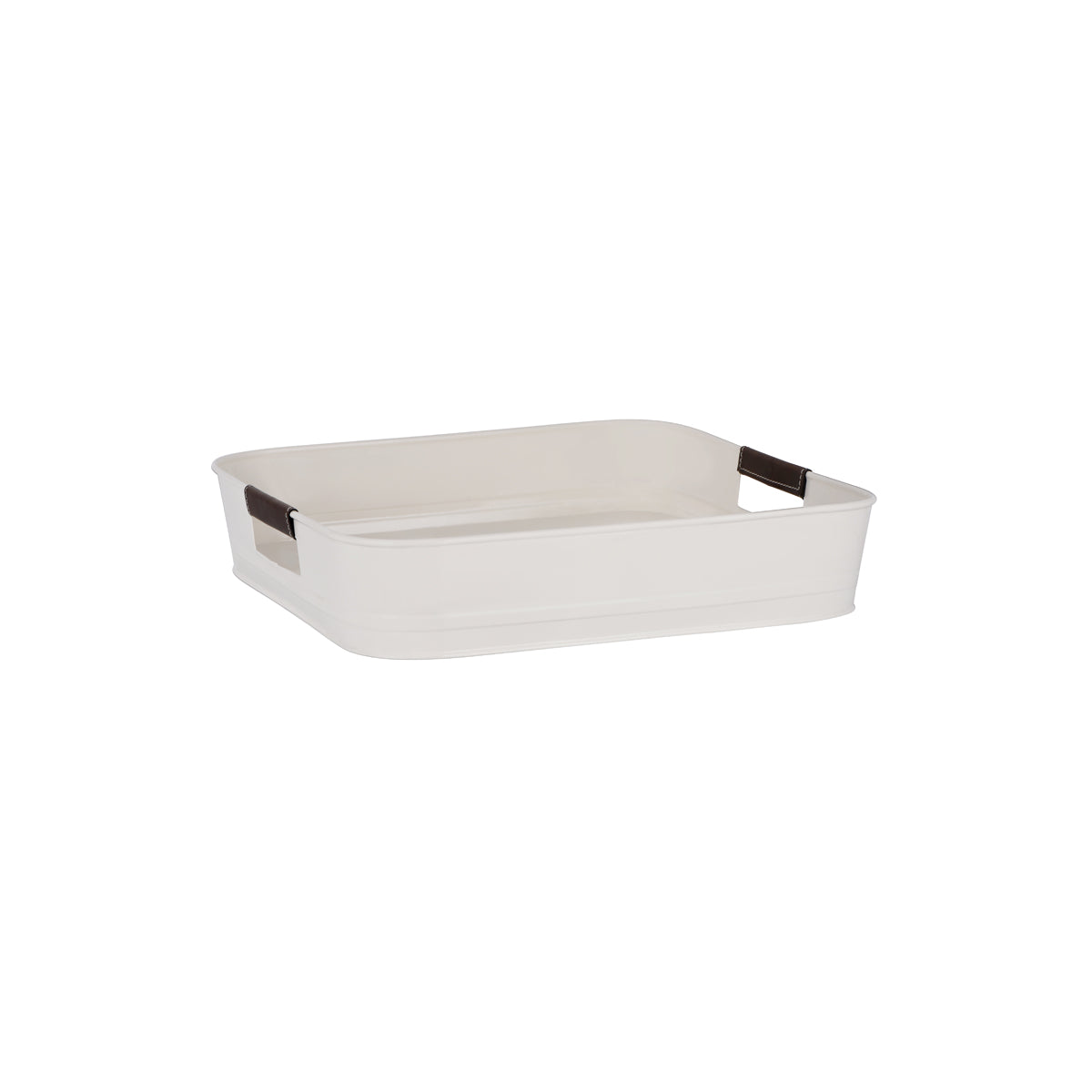 Chef Inox Coney Island Creme Square Tray with Leather Handle 365x365x75mm