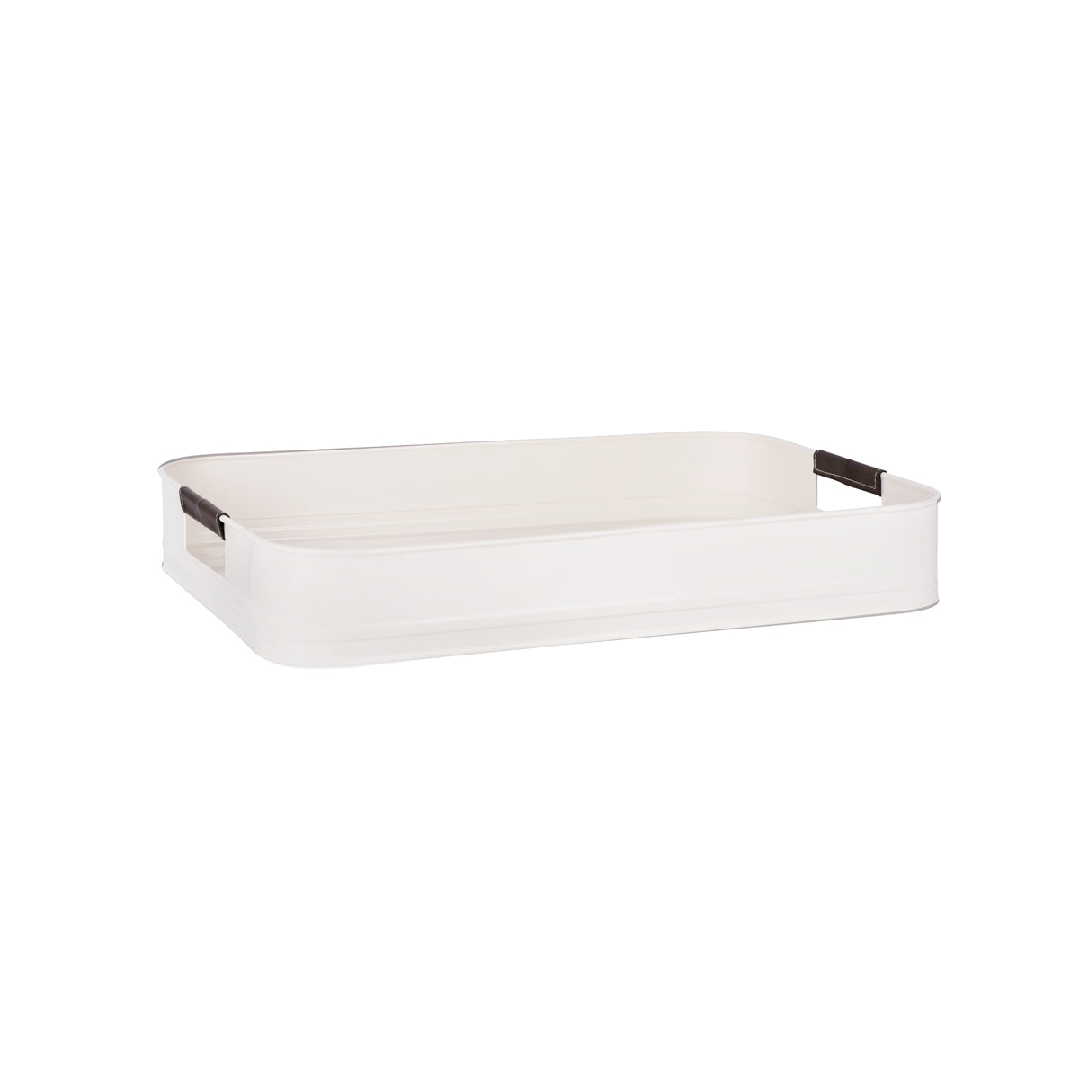 Chef Inox Coney Island Creme Rectangular Tray with Leather Handle 485x335x75mm