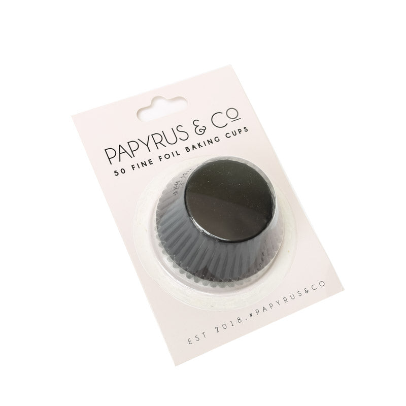 Papyrus Standard Foil Baking Cups Base Black 50mm 50 Pack