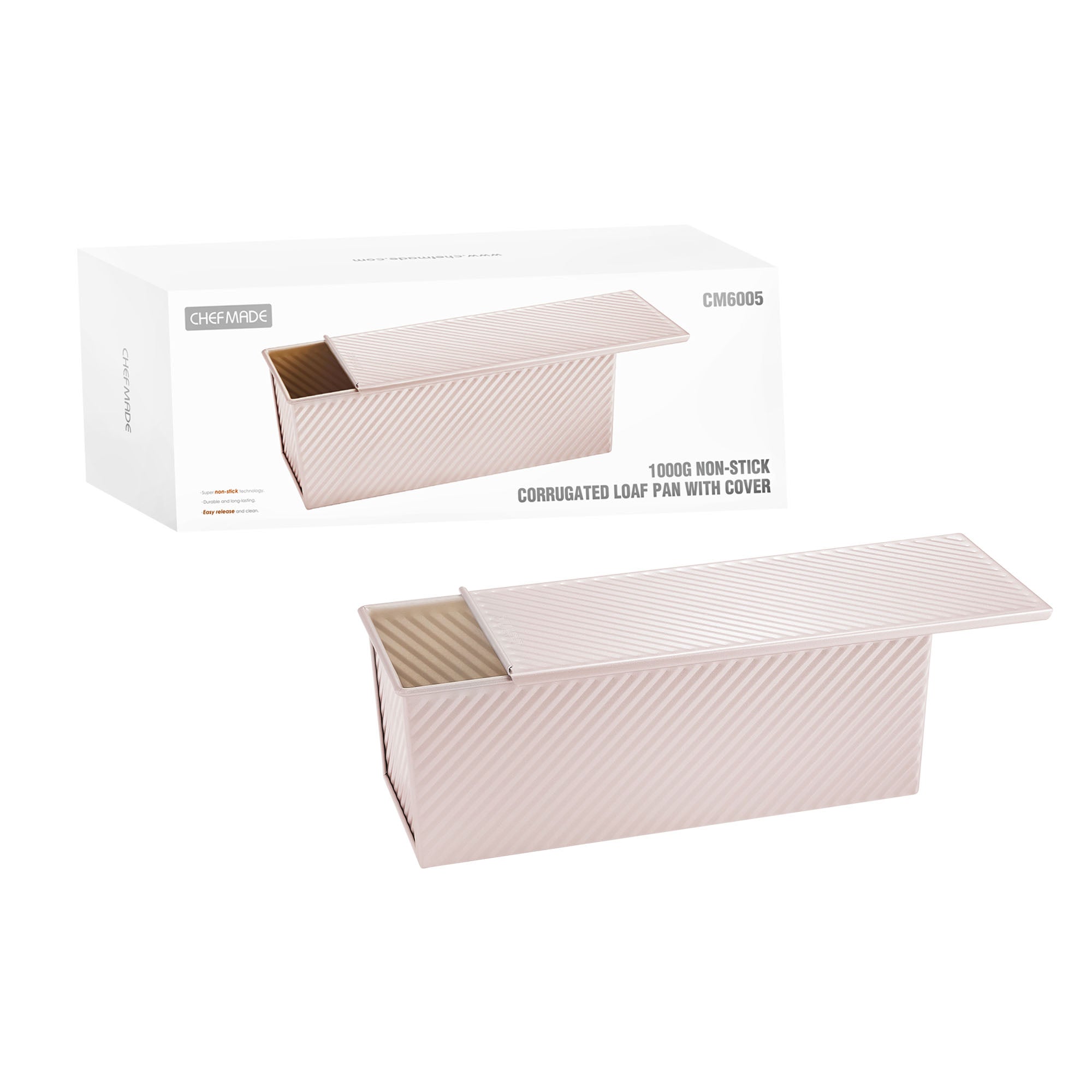 CHEFMADE Corrugated Loaf Pan with Lid 34cm 1kg (CM6005)