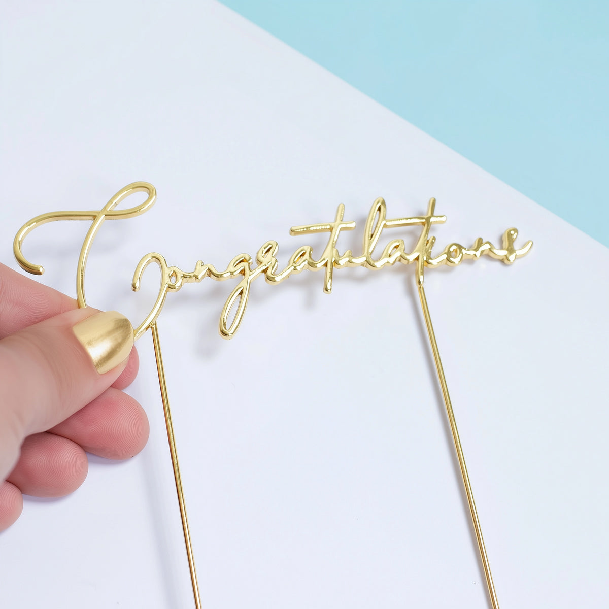Cake & Candle Metal Cake Topper Congratulations Gold