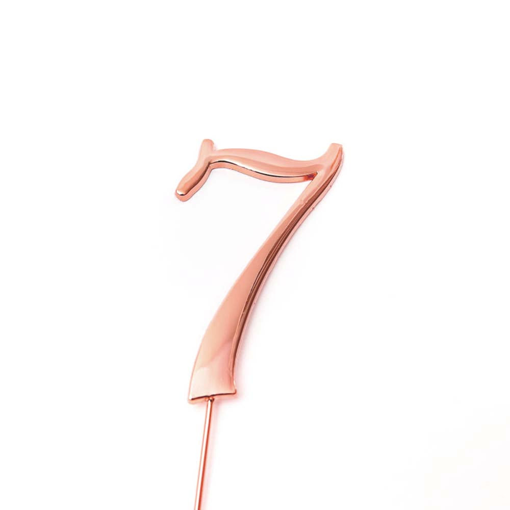 Cake & Candle Cake Topper Number 7 Rose Gold 7cm