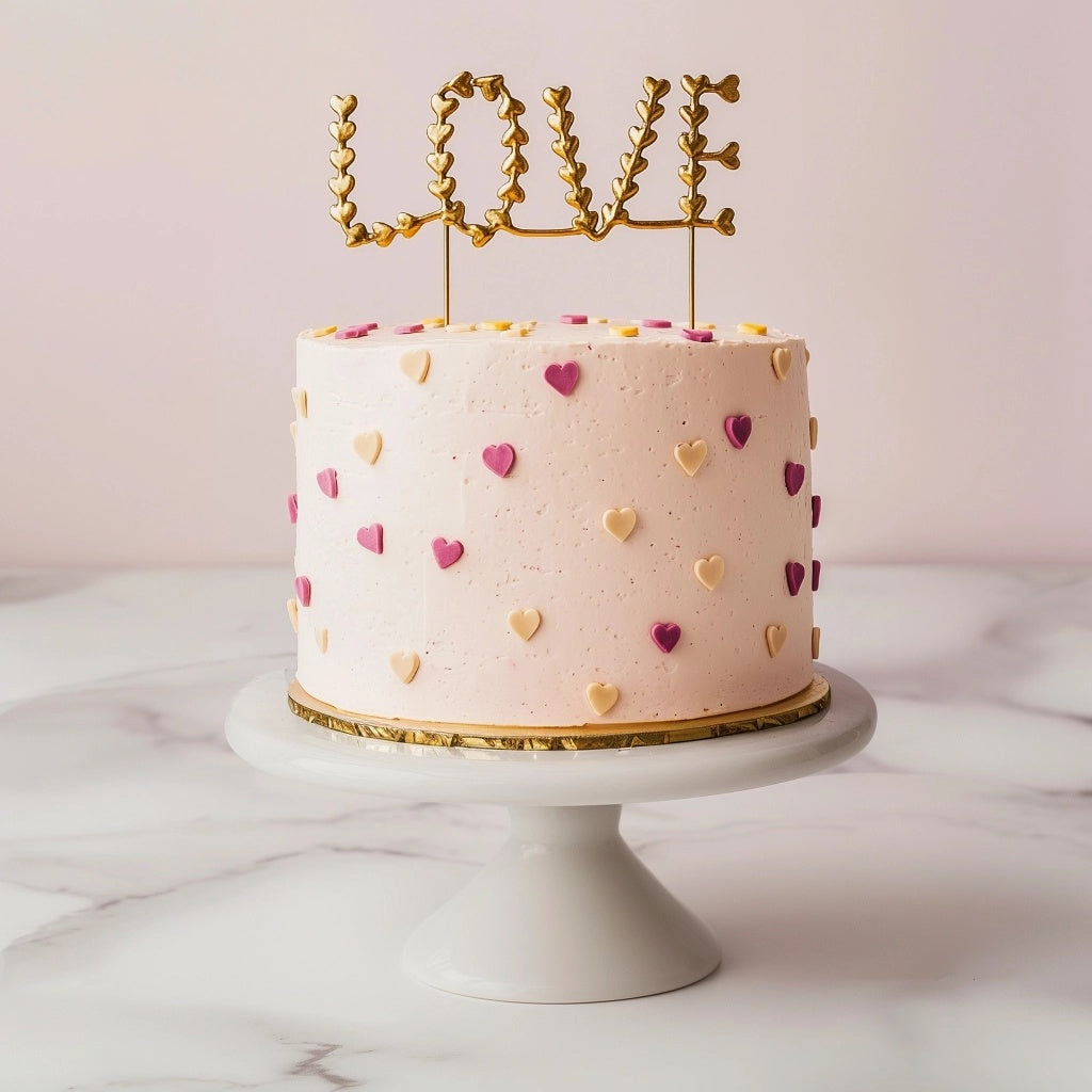 Cake & Candle Metal Cake Topper Love Gold