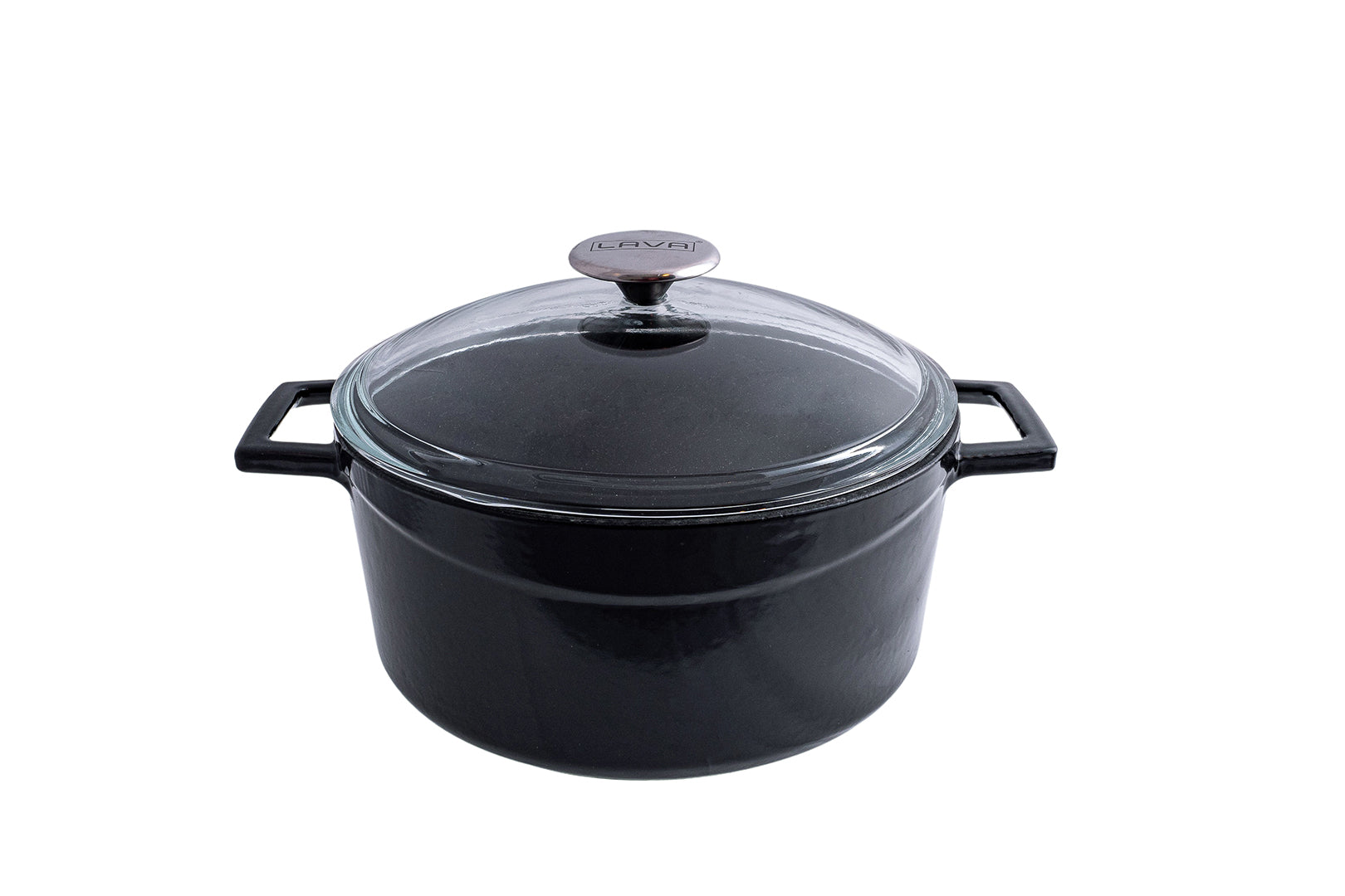Lava Glaze Round Casserole with Glass Lid (6.7L) - Black (6.7lt 280mm Ø)