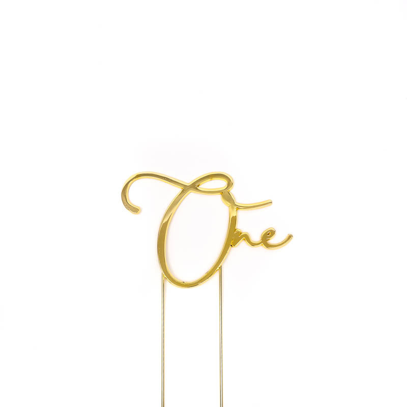 Cake & Candle Metal Cake Topper 1 Gold
