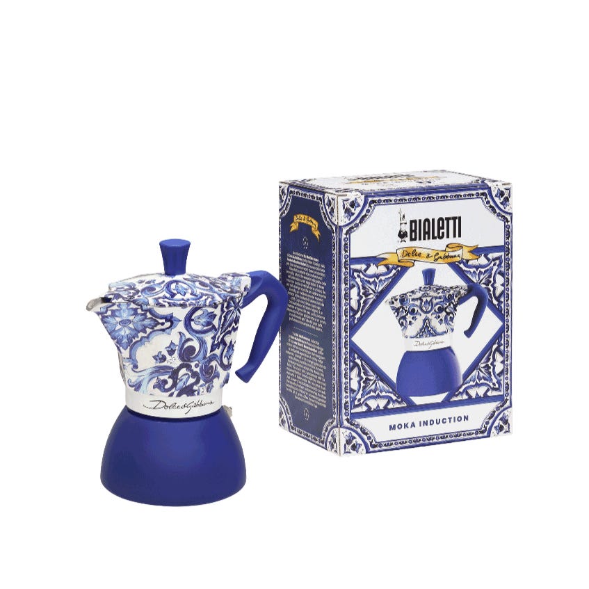 Bialetti Dolce & Gabbana Blue Moka Induction 6 Cup (280 ml) Stovetop Coffee Maker