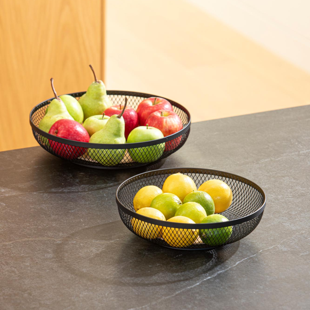Ladelle Olsen Black Set of 2 Mesh Storage Baskets
