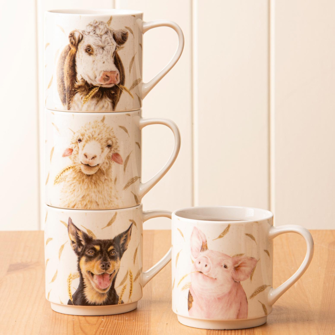 Ashdene Farmyard Faces Stackable 4pk Mug