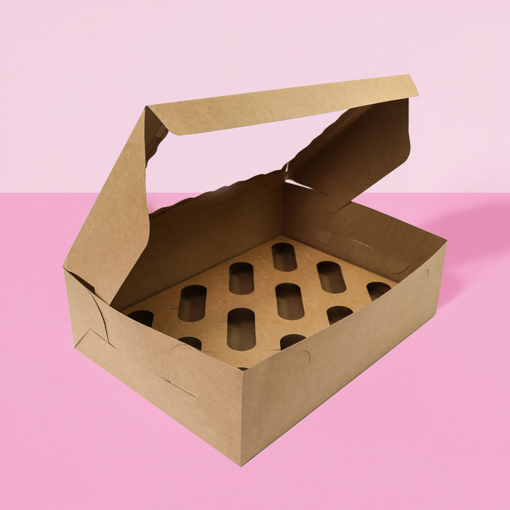 Bake Group Cupcake Box with PVC Window 12 Cupcake Brown