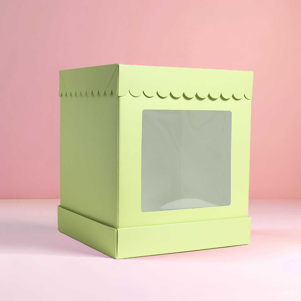 Papyrus Tall Scalloped Cake Box Pastel Green 10 x 10 x 12in