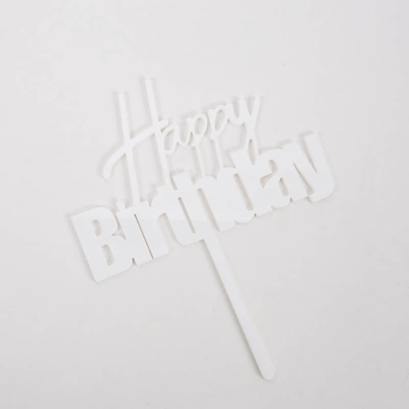 Cake & Candle Fun Happy Birthday Cake Topper White