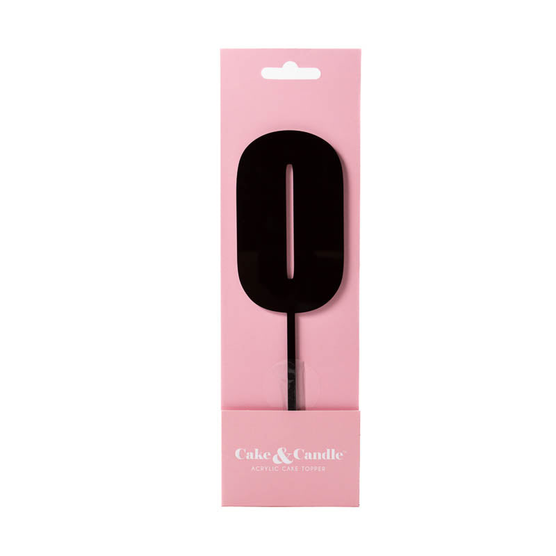 Cake & Candle Mega Number 0 Cake Topper Black