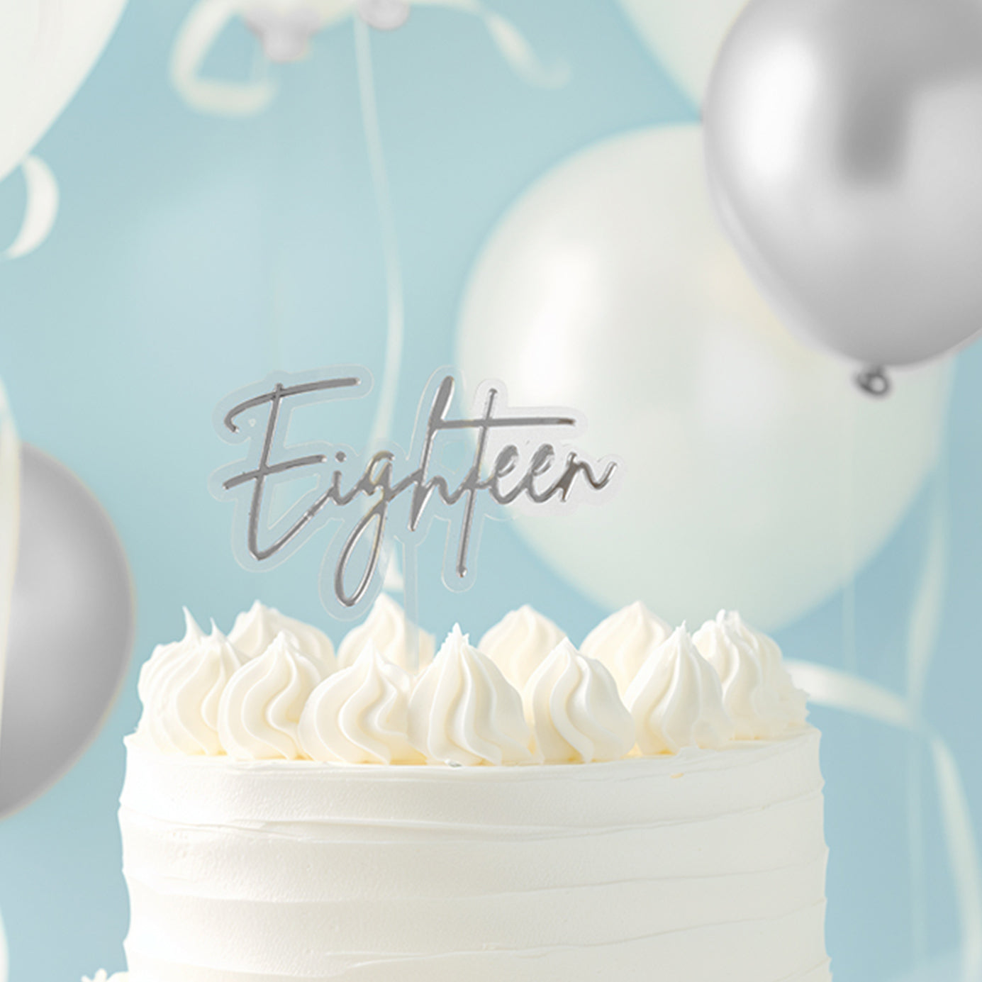 Cake & Candle Layered Cake Topper 18 Silver & Clear