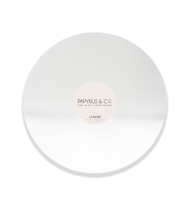 Papyrus Gloss Masonite Cake Board Round White 12in