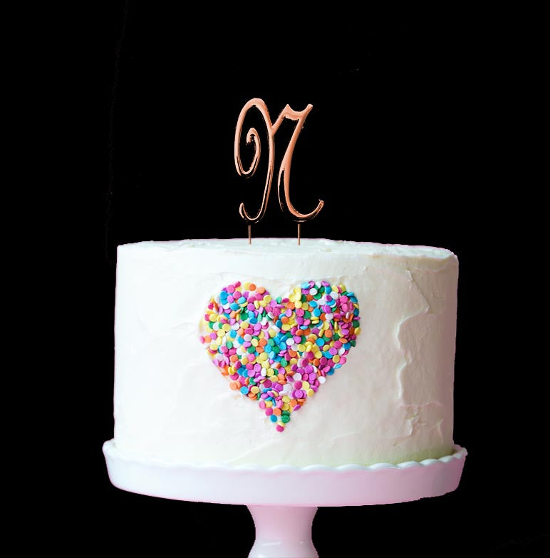 Sugar Crafty Cake Topper Letter N Rose Gold 7cm