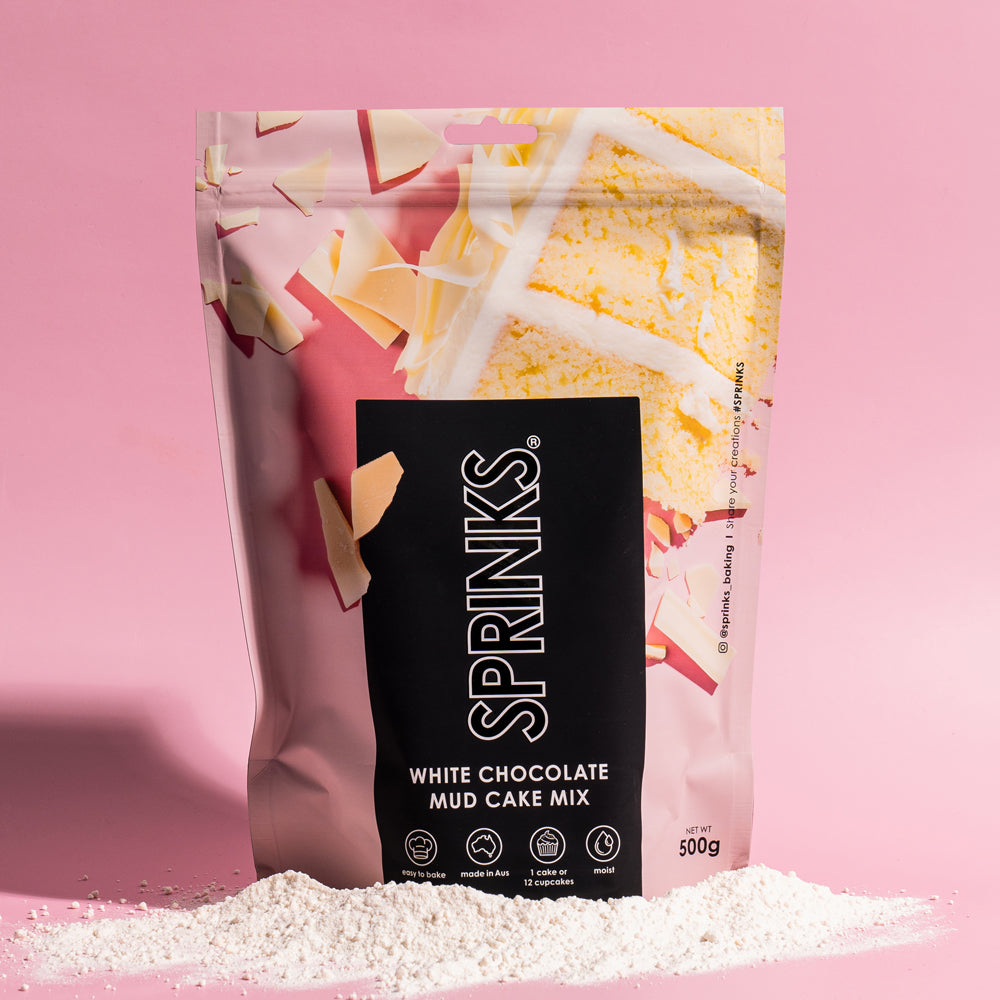 Sprinks Baking Essentials White Chocolate Mud Cake Mix 500g