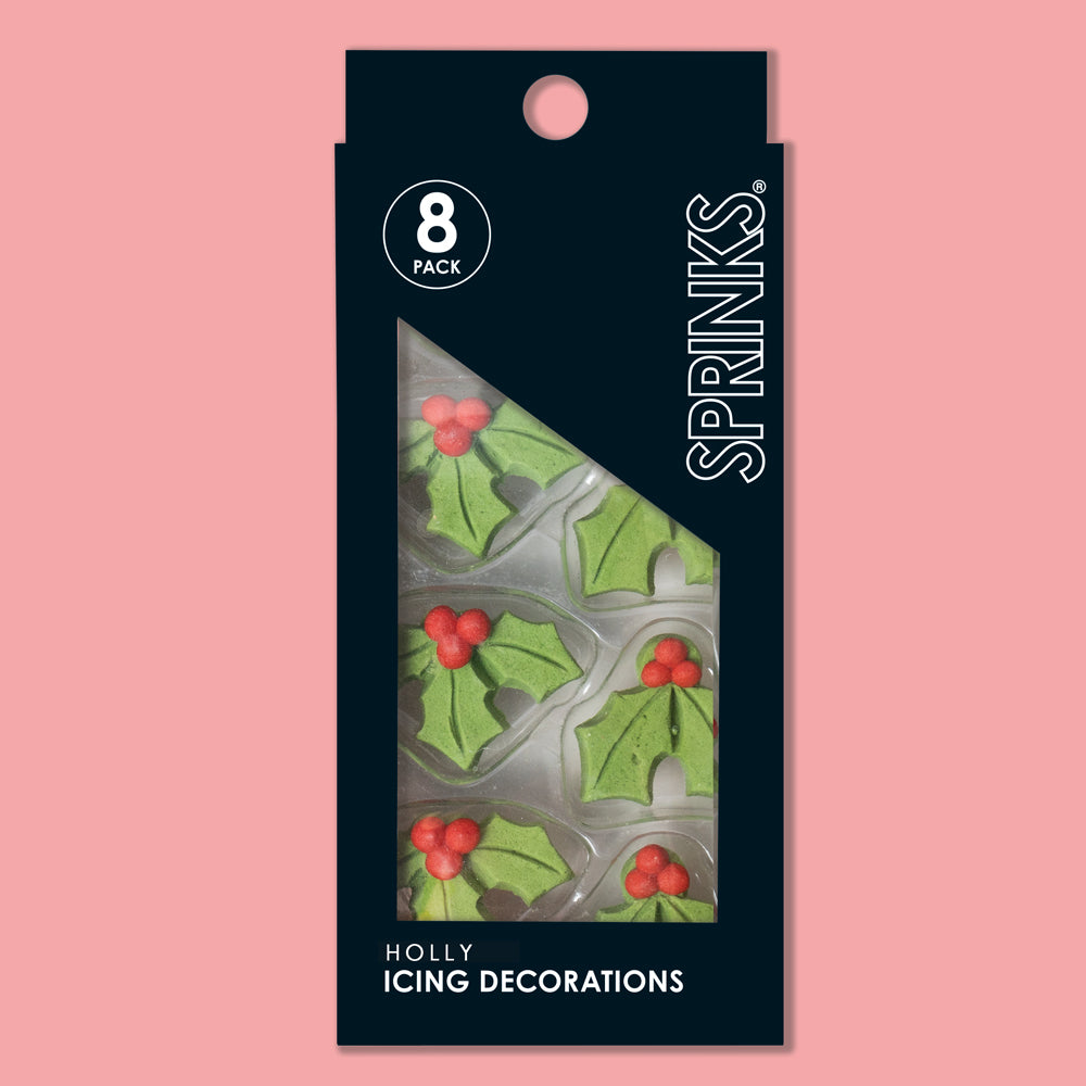 Sprinks Icing Decorations Holly 8 Piece