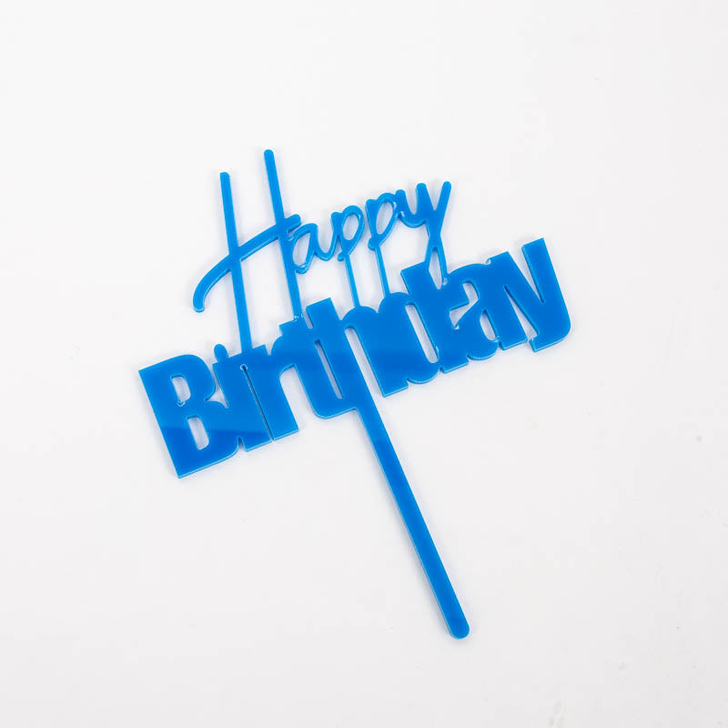Cake & Candle Fun Happy Birthday Cake Topper Blue