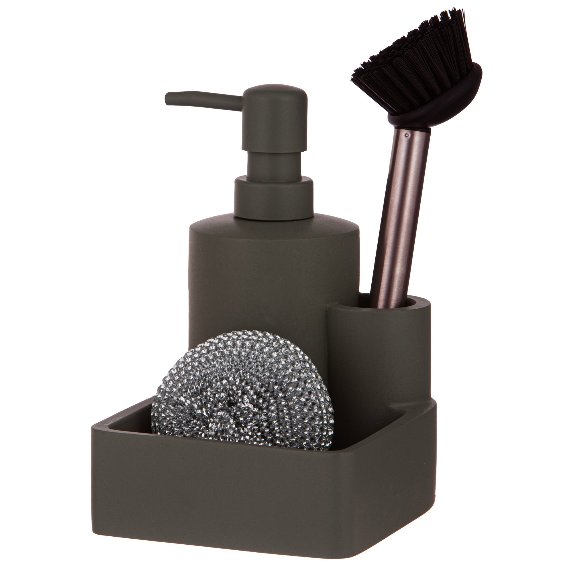 Ladelle Essentials Charcoal 3pc Kitchen Cleaning Set