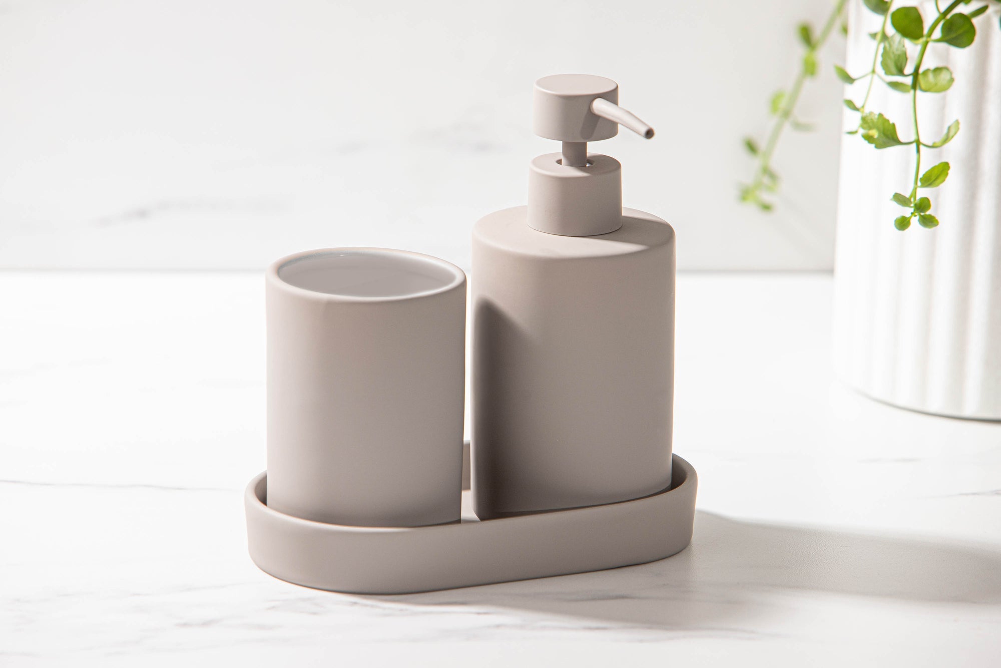 Ladelle Essentials Stone 3pc Bathroom & Kitchen Set