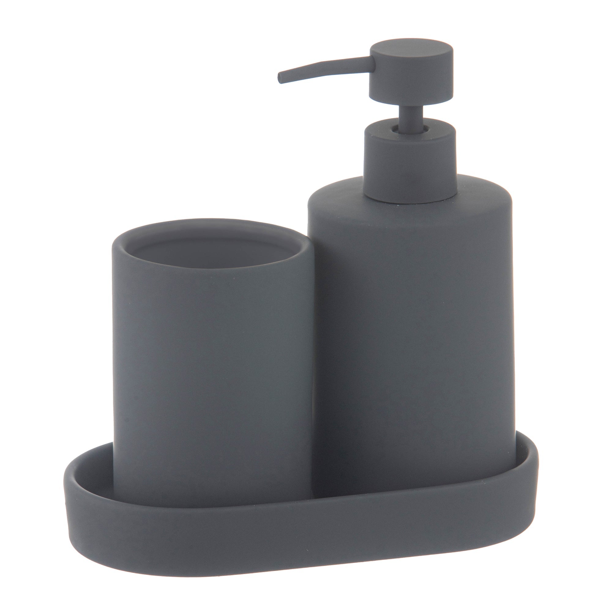 Ladelle Essentials Charcoal 3pc Bathroom & Kitchen Set