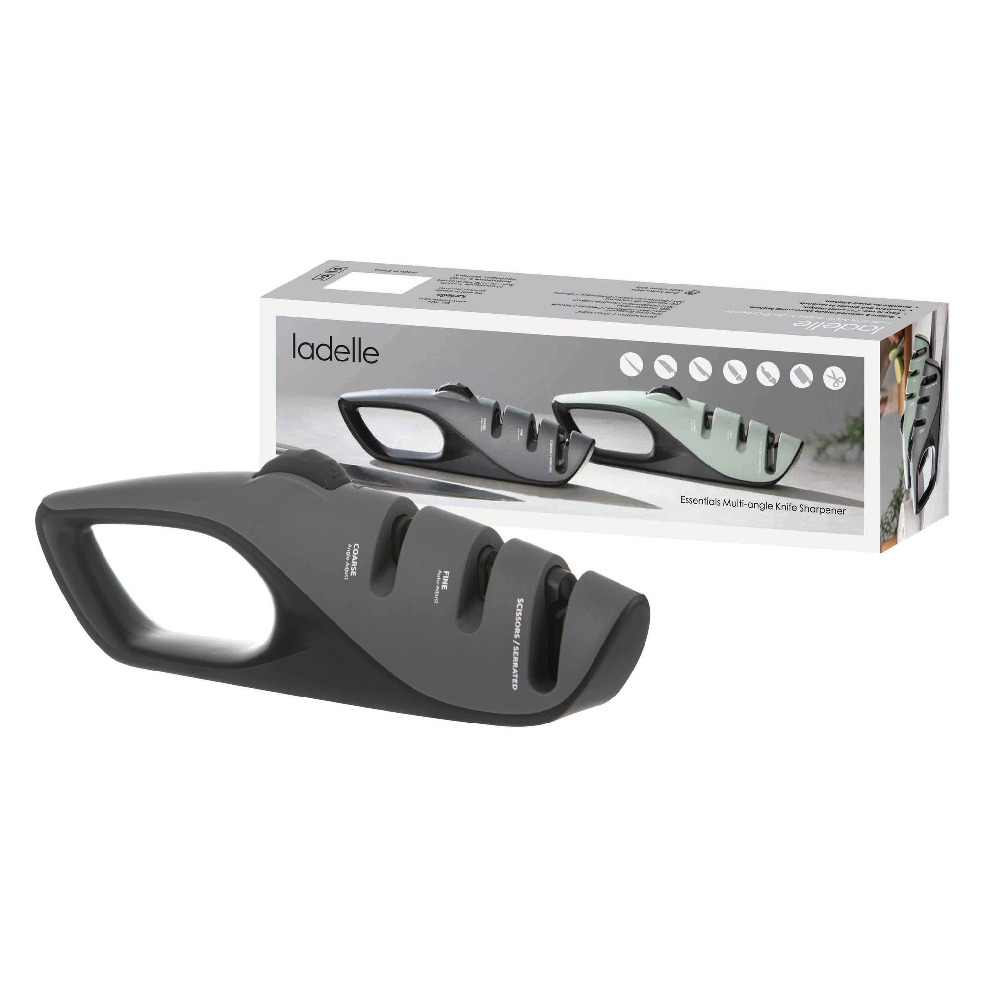 Ladelle Essentials Charcoal Multi-Angle Knife Sharpener