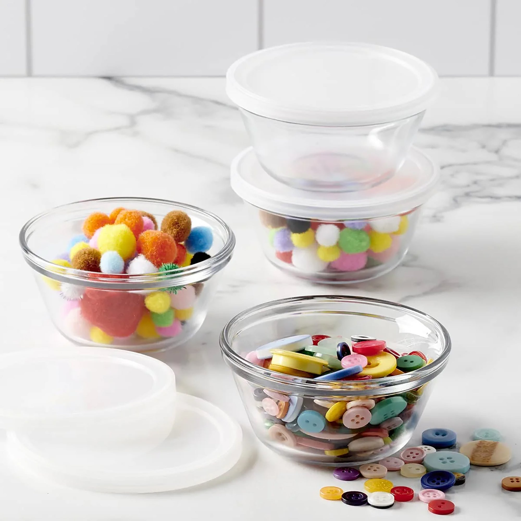 Anchor Hocking Custard Cups - 8 Piece Set with Plastic Lids (4 x 178mL)