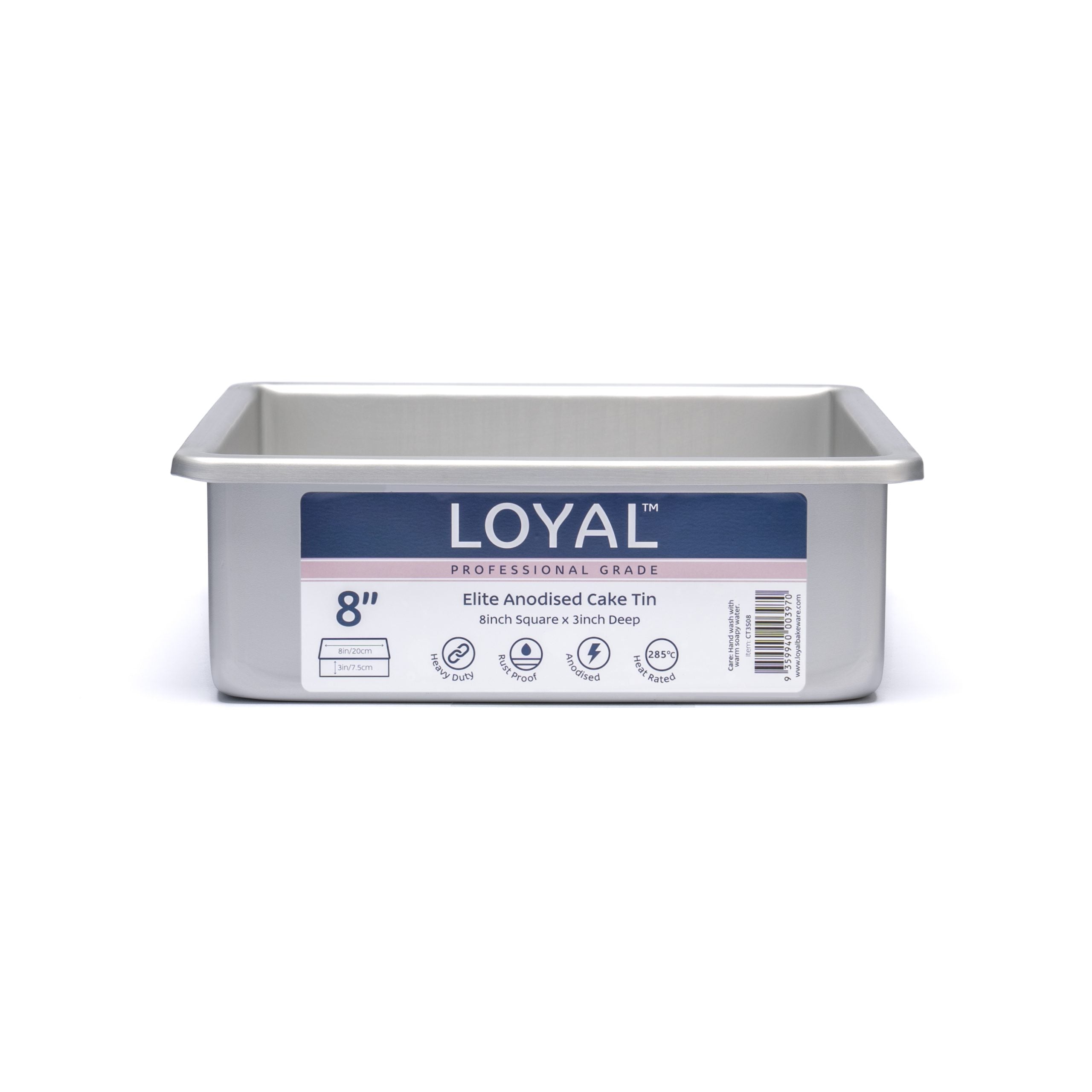 LOYAL Elite Anodised Square Cake Tin 8 Inch
