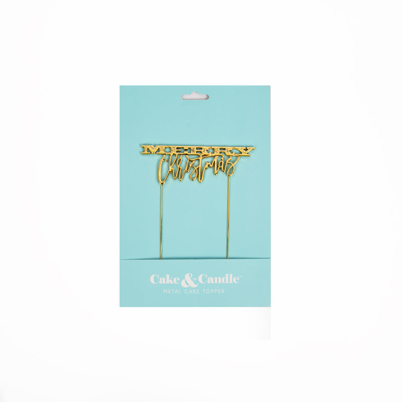 Sugar Crafty Gold Plated Cake Topper Merry Christmas