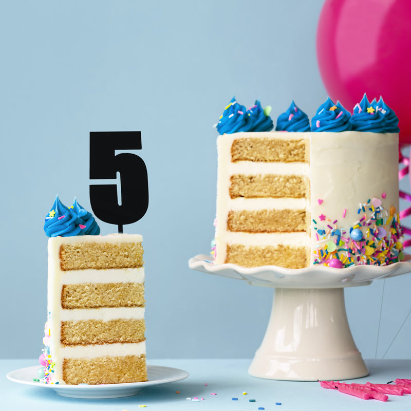 Cake & Candle Mega Number 5 Cake Topper Black