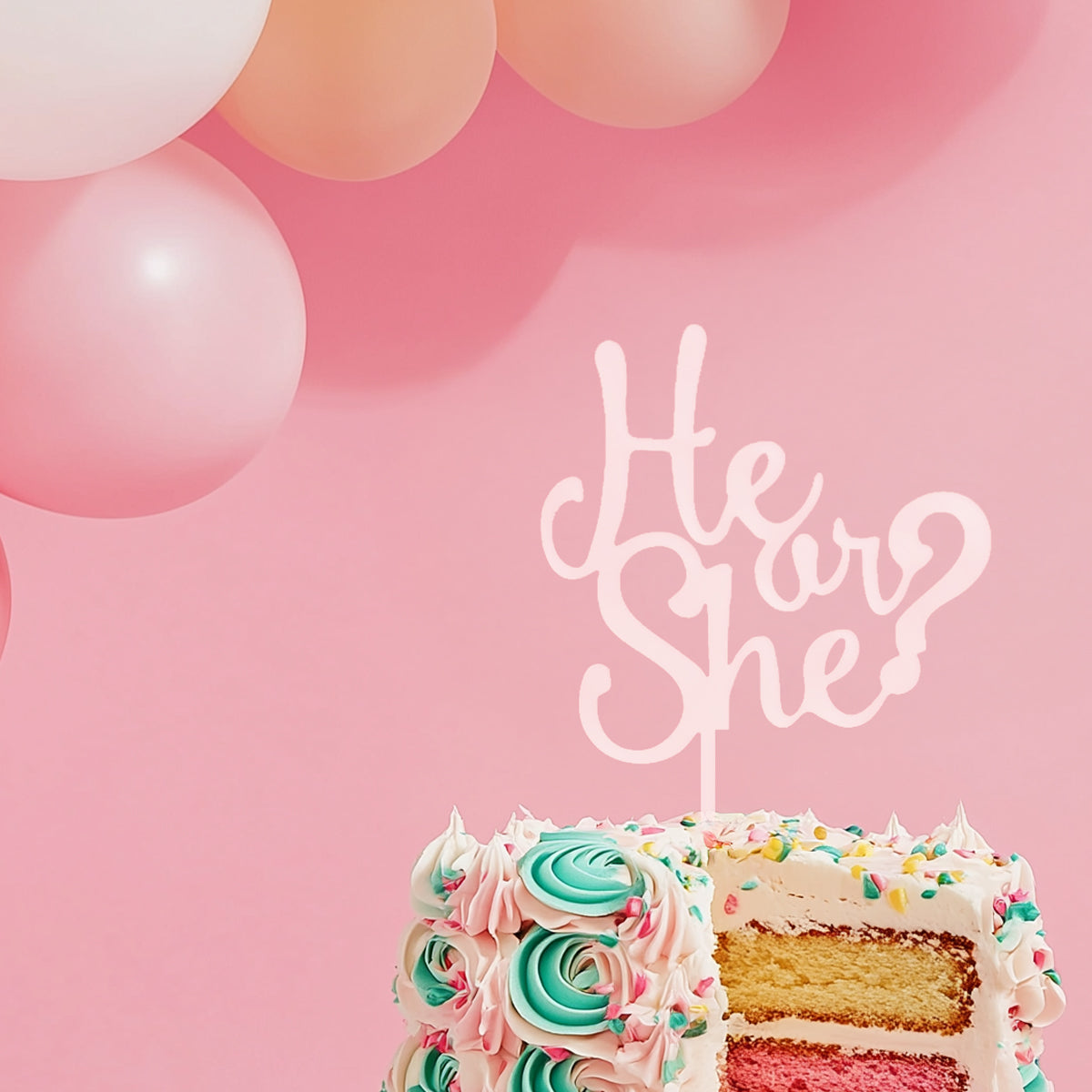 Sugar Crafty He or She Cake Topper Opaque