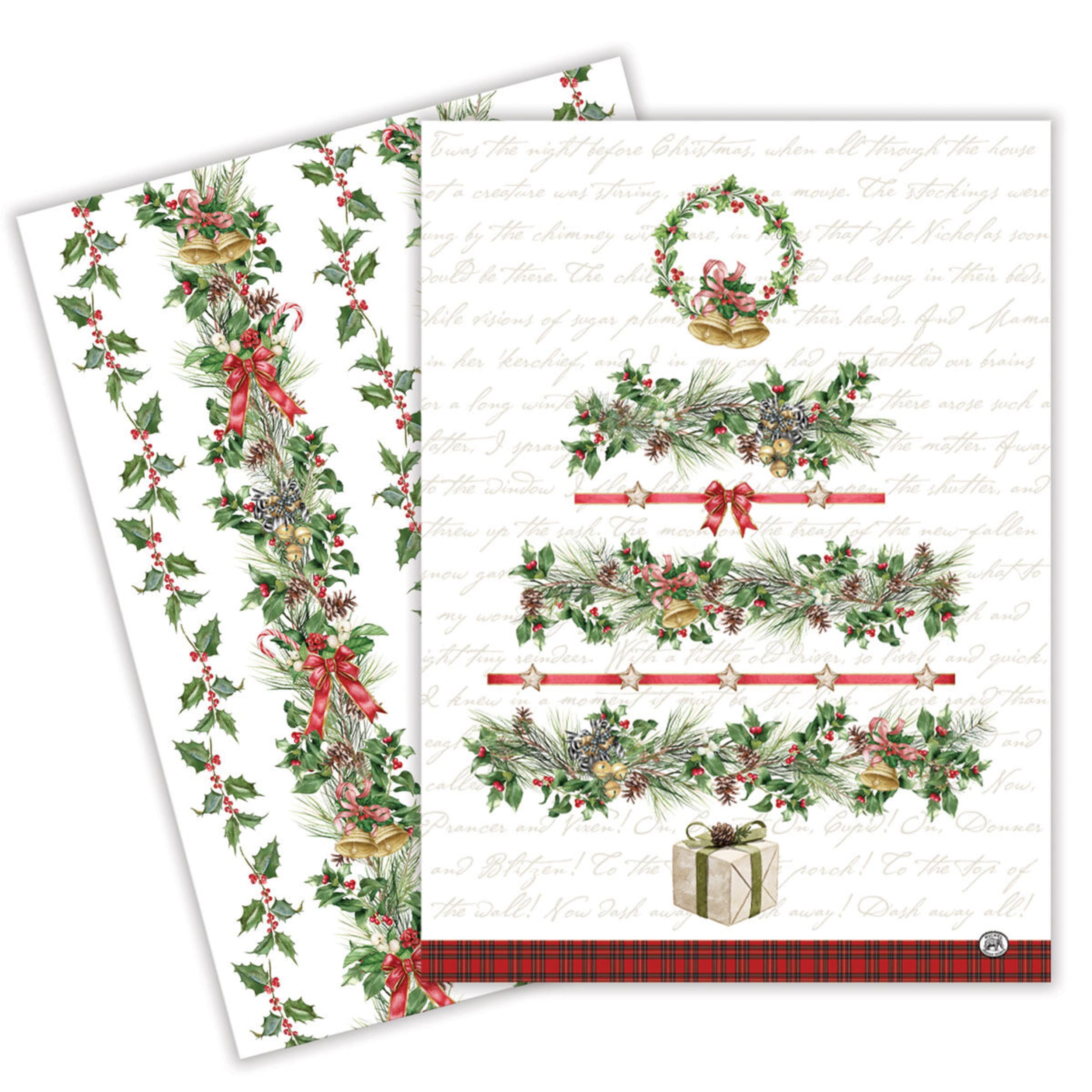 Michel Design Works Tea Towel 50.8x71.1cm (20x28 Inch) Holiday Garland (Set of 2)