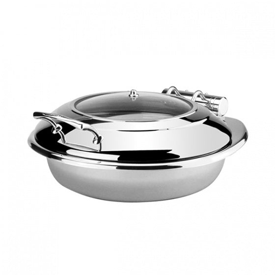 Athena Princess Round Induction Chafer - Glass Lid (6.1lt - Silver) (Set)