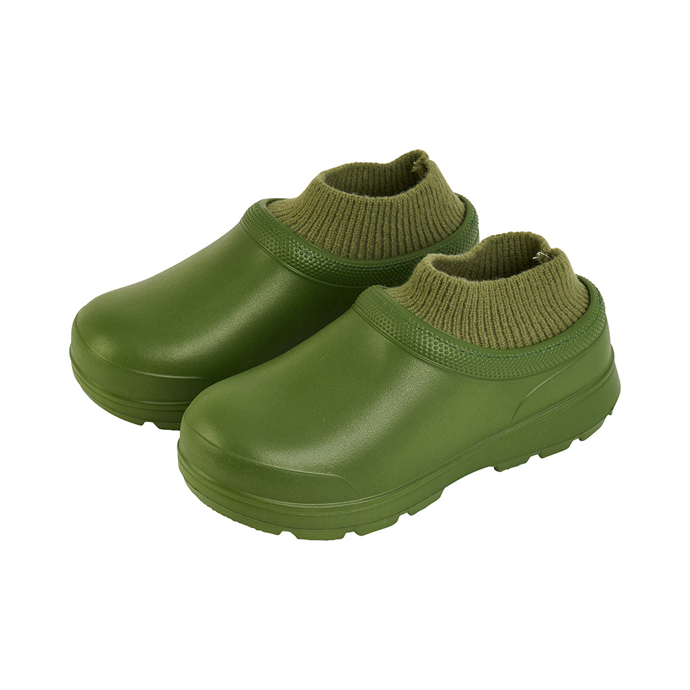 Annabel Trends Gummies Clog Sherpa Olive Size 9