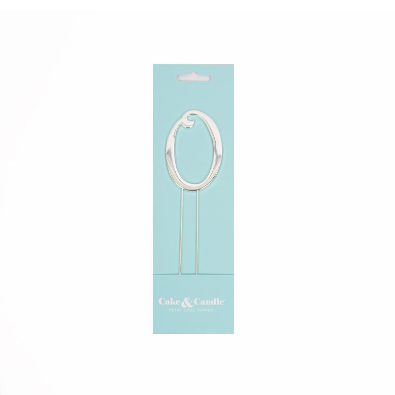 Cake & Candle Cake Topper Number 0 Silver 7cm