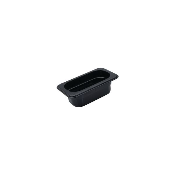 CaterRax 1/9 GN Black Polycarbonate Food Pan (65mm D - 0.57lt)
