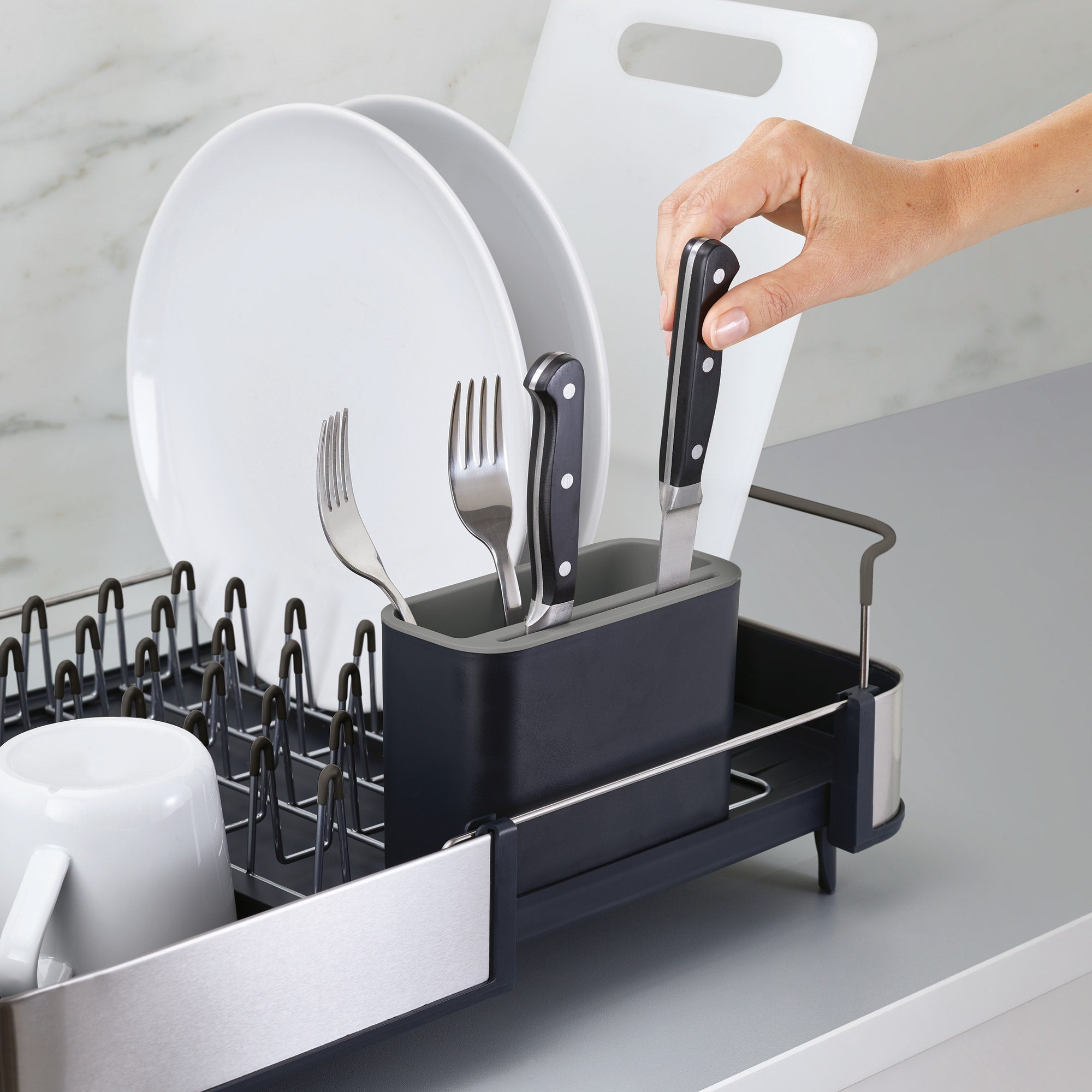 Joseph Joseph Extend™ Steel Expandable Dish Rack With Draining Spout -  Grey