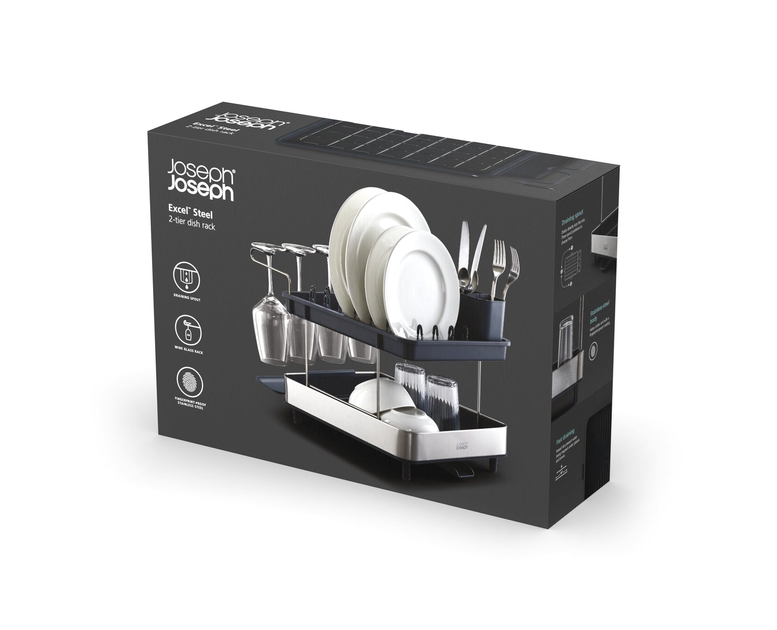 Joseph Joseph Excel Steel 2-Tier Stainless-Steel Dish Rack