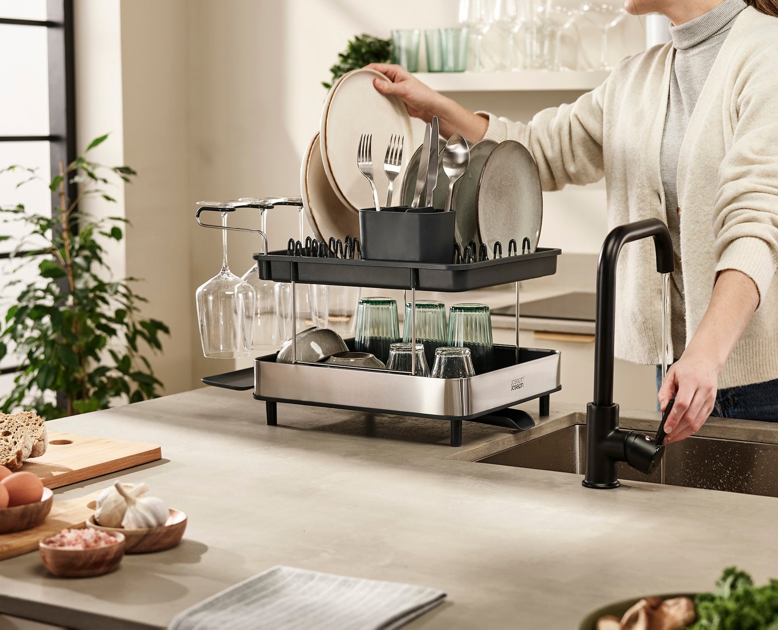 Joseph Joseph Excel Steel 2-Tier Stainless-Steel Dish Rack