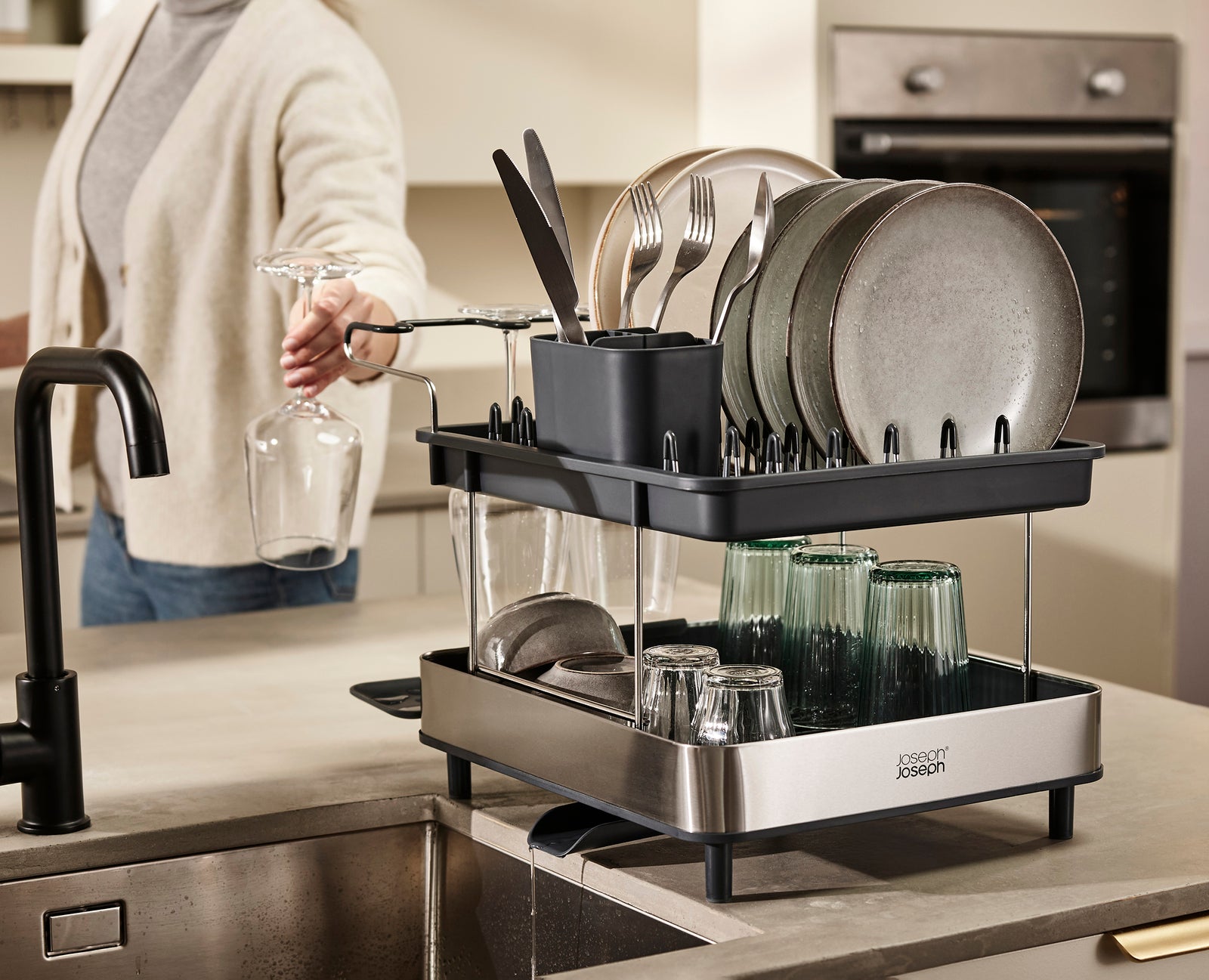 Joseph Joseph Excel Steel 2-Tier Stainless-Steel Dish Rack