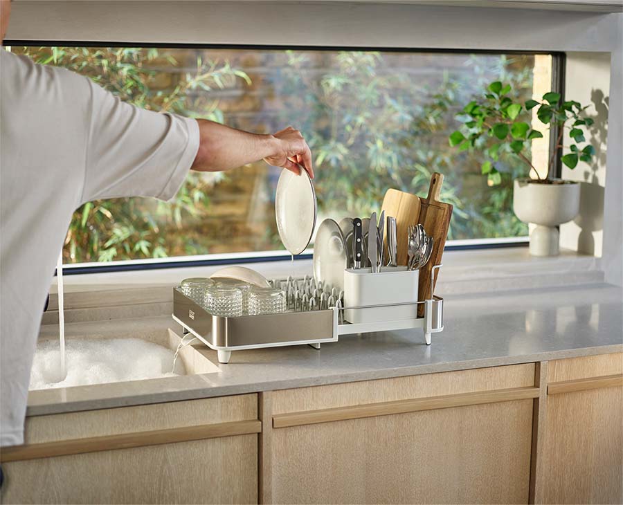 Joseph Joseph Extend™ Steel Expandable Dish Rack With Draining Spout -  Stone