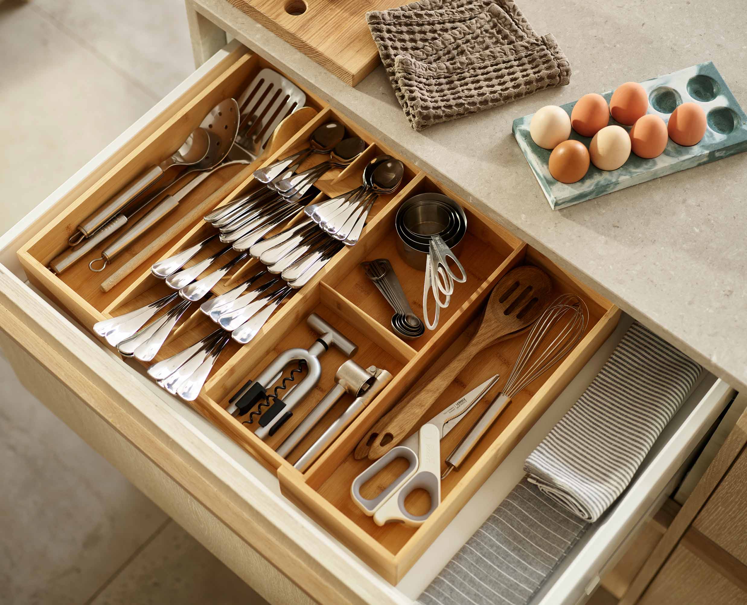 Joseph Joseph Drawerstore Bamboo Expandable Cutlery, Utensil &  Gadgets Organiser